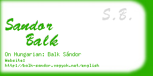 sandor balk business card